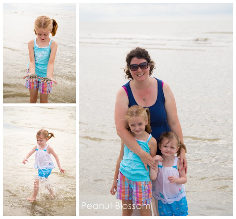Having a romantic getaway with the kids | Peanut Blossom The photo collage shows a mom and her daughters playing at the beach.