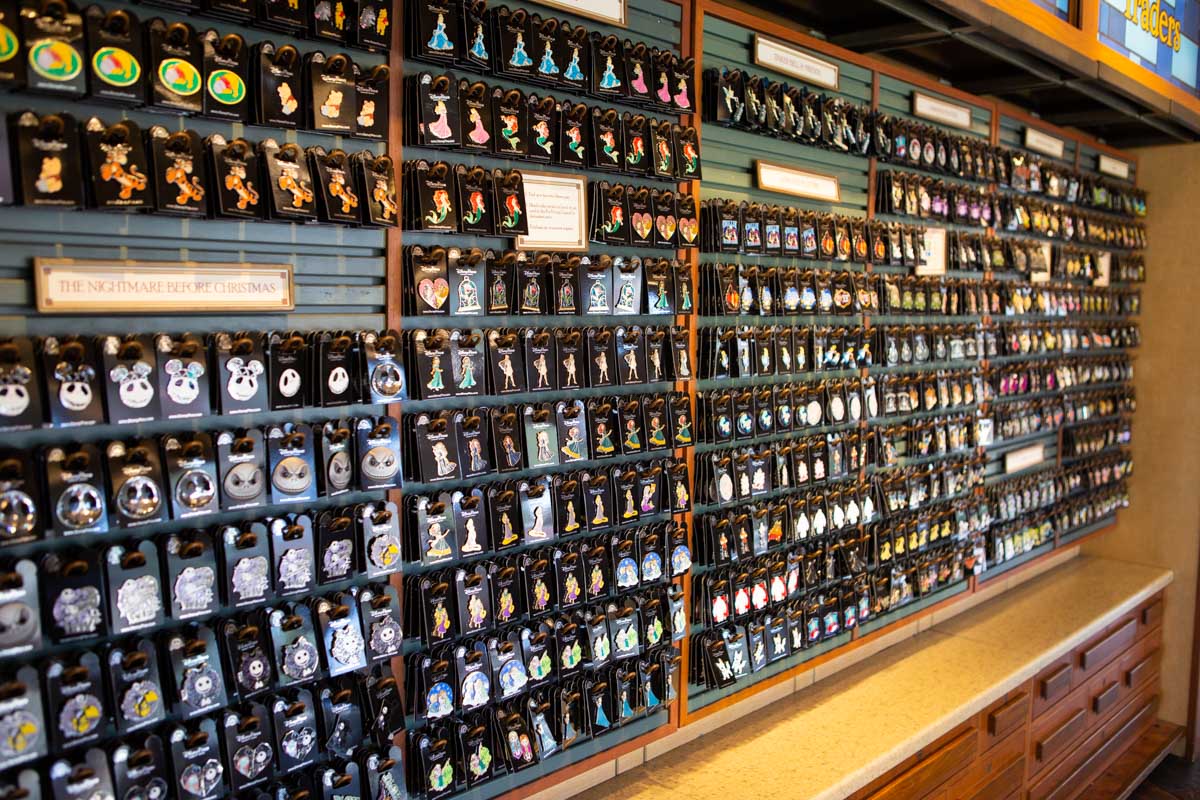 A Disney Store wall of pins.