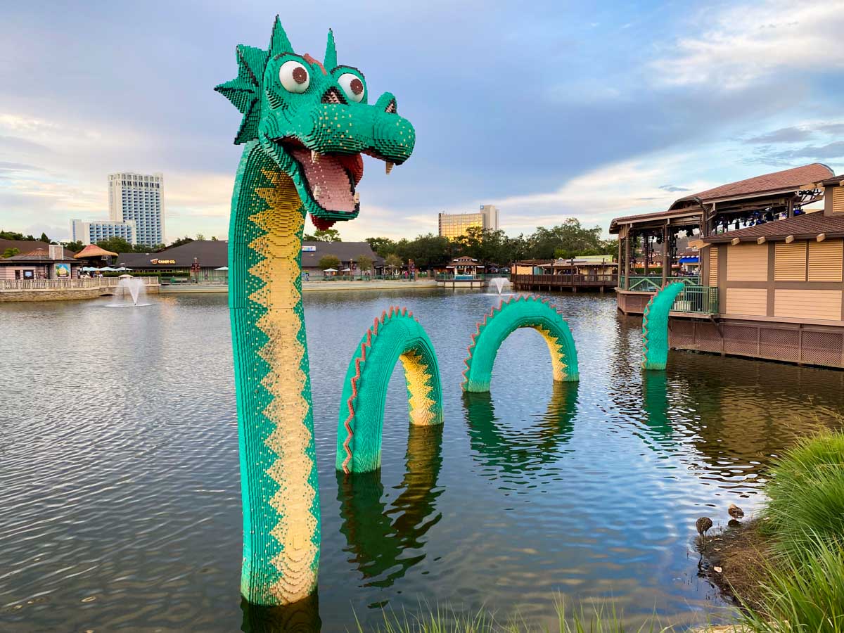 The LEGO loch ness monster at Disney Springs