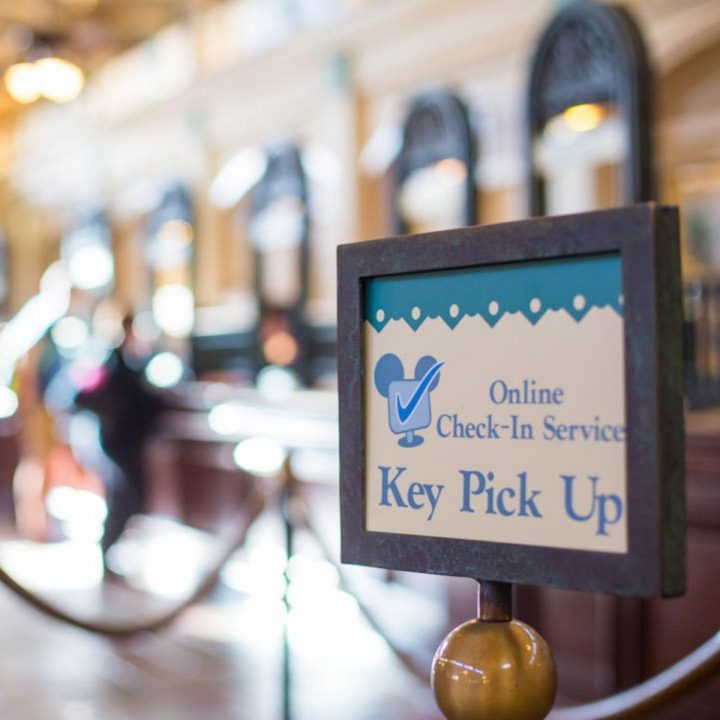 The key pick up sign at a Disney resort hotel.
