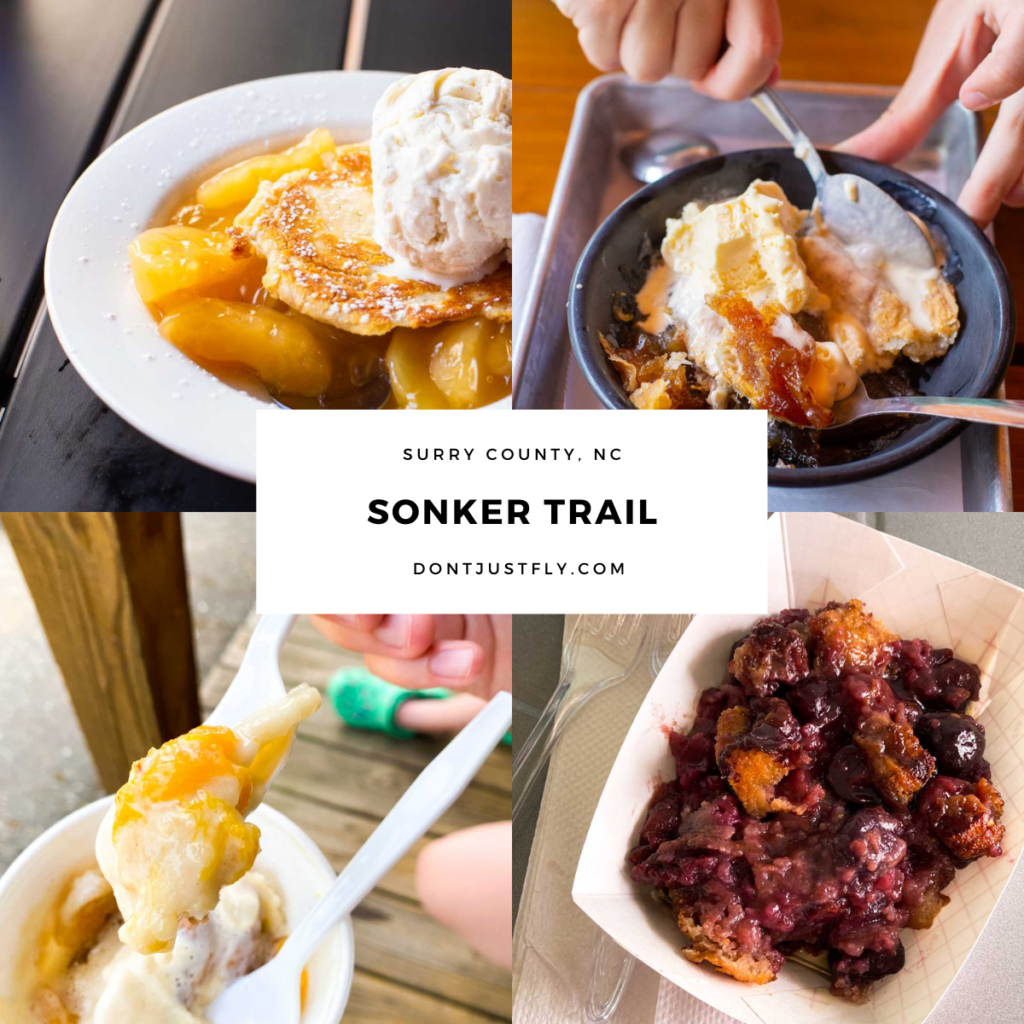 A collage of the different sonkers you can taste on the Surry Sonker Trail.