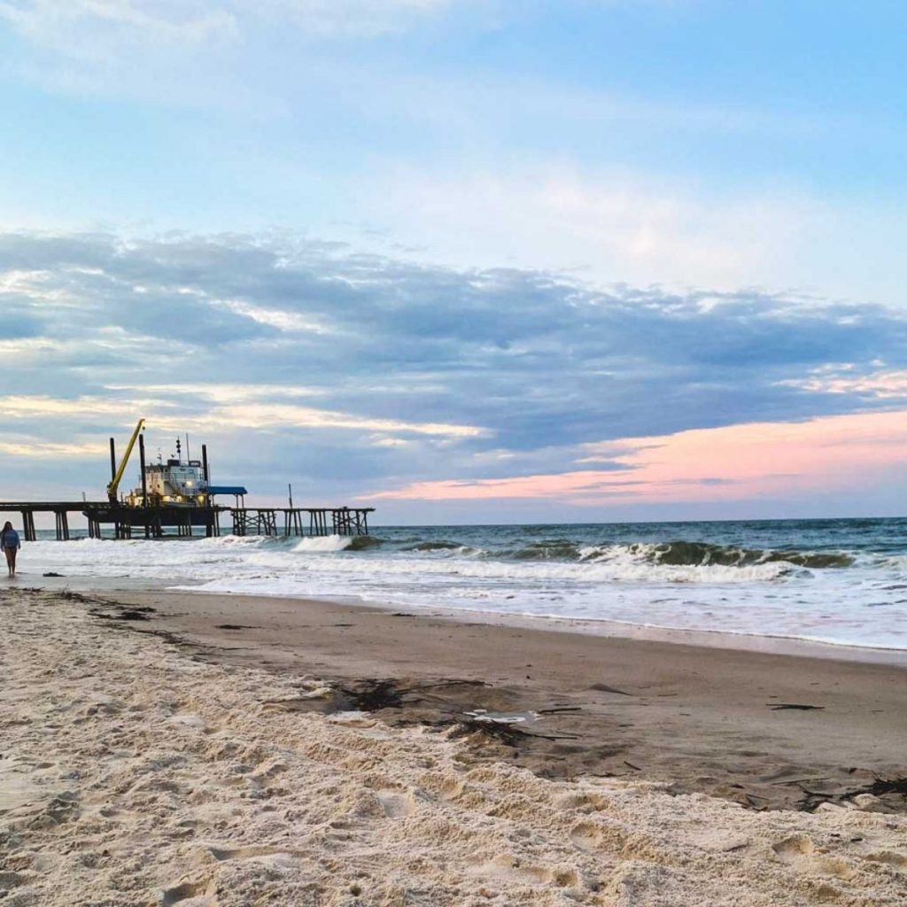 The beach at sunset on Amelia Island, Florida.