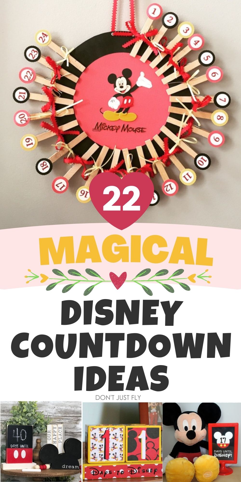 A photo collage shows some of the best FREE Disney countdown calendar craft ideas.