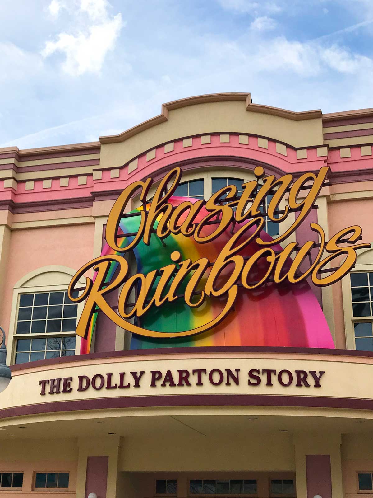 The outside sign to the Chasing Rainbows museum.
