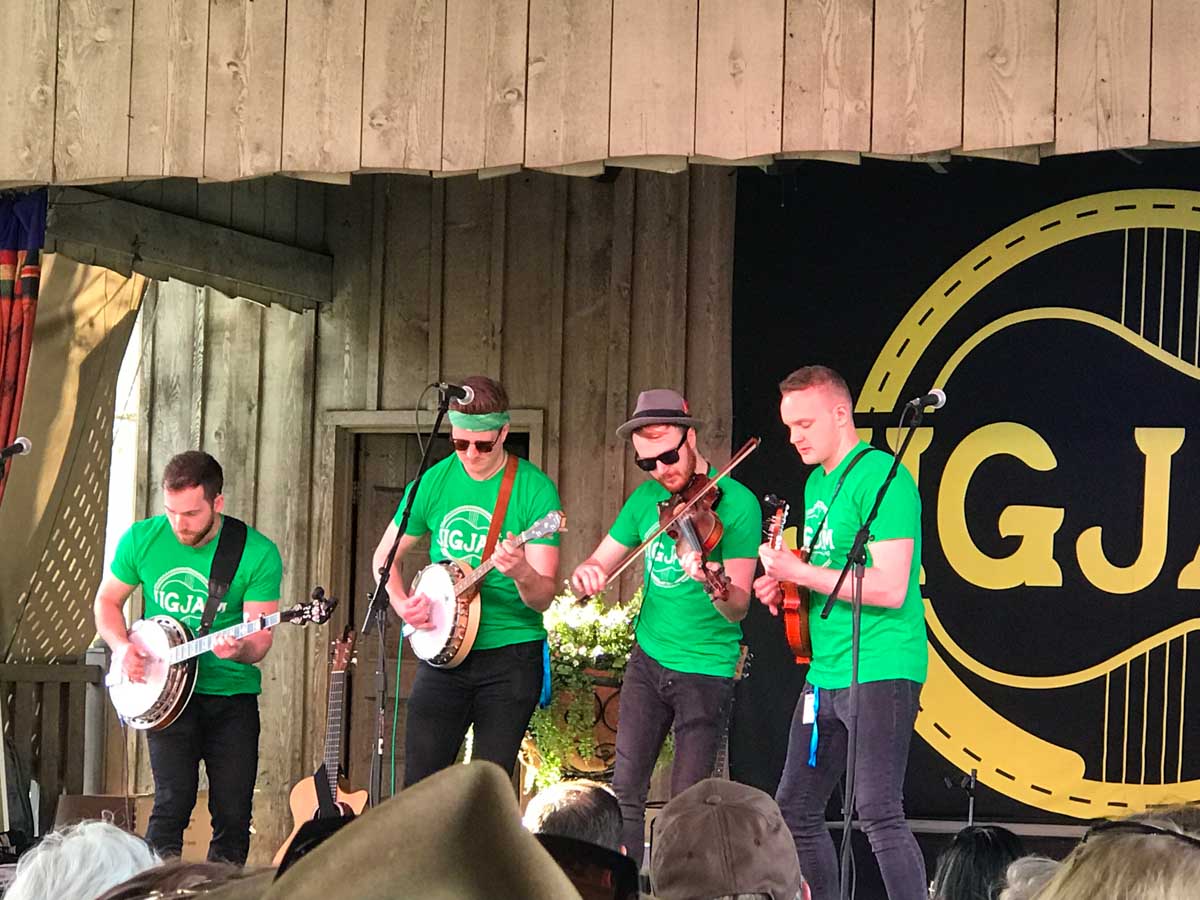 An Irish band plays on stage at Dollywood.