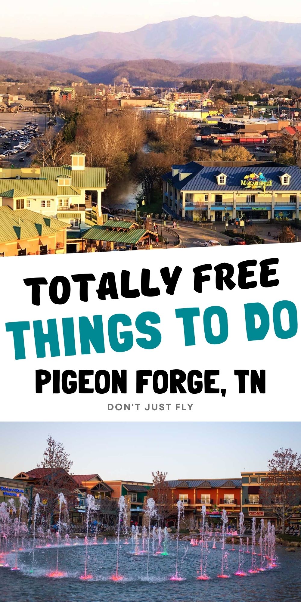 A photo collage shows scenes from Pigeon Forge.