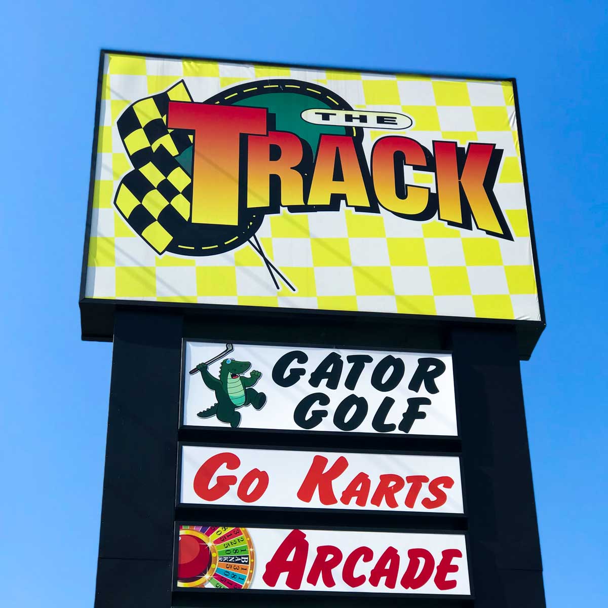 The welcome sign at The Track.