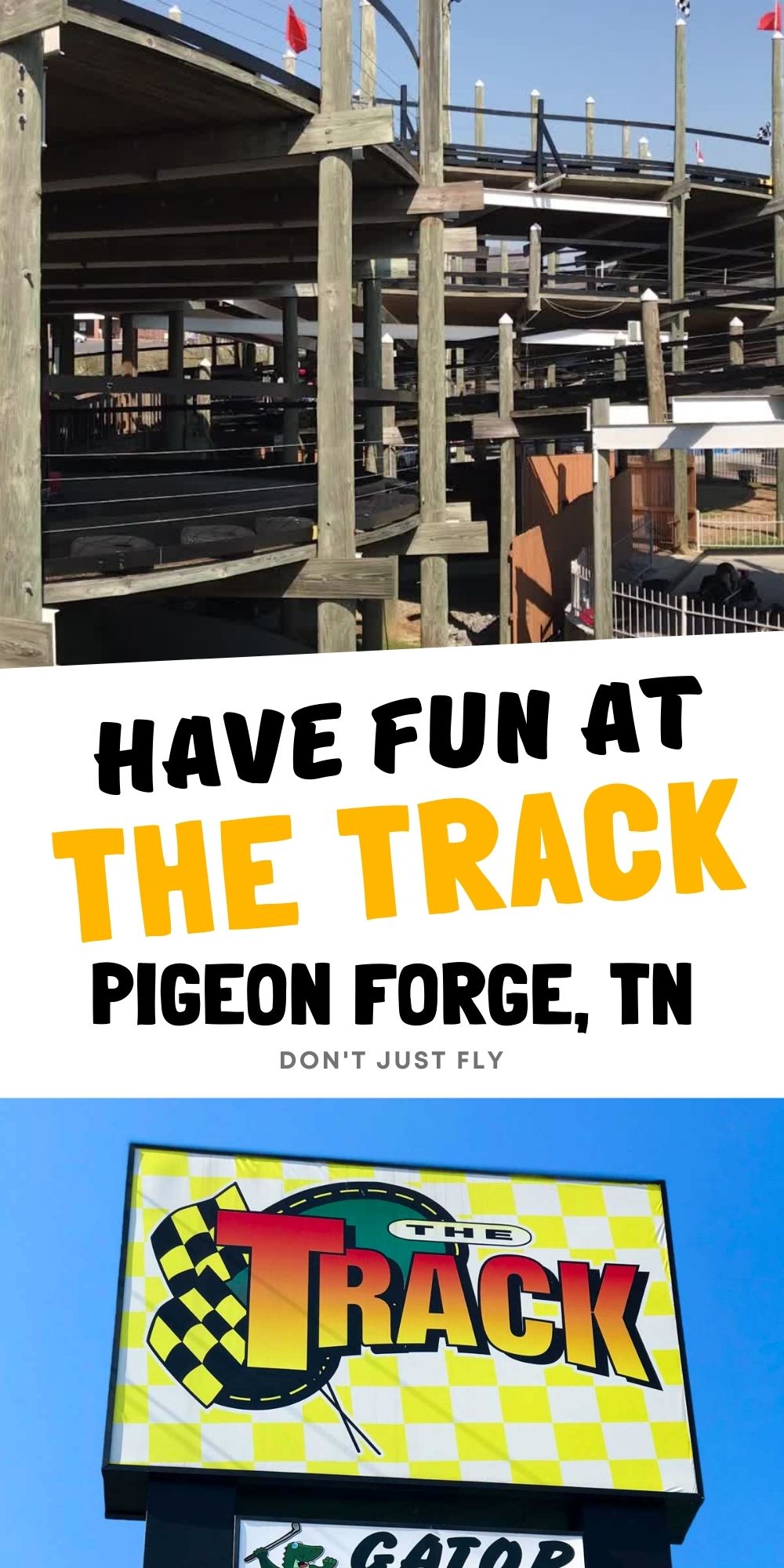 A photo collage shows images from The Track in Pigeon Forge