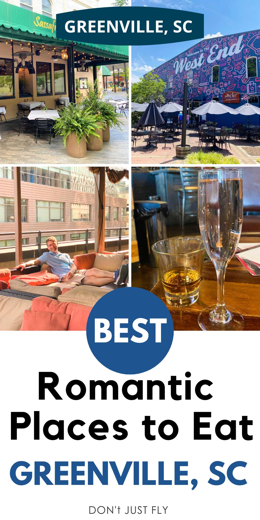 A photo collage of where to eat on a romantic weekend getaway.