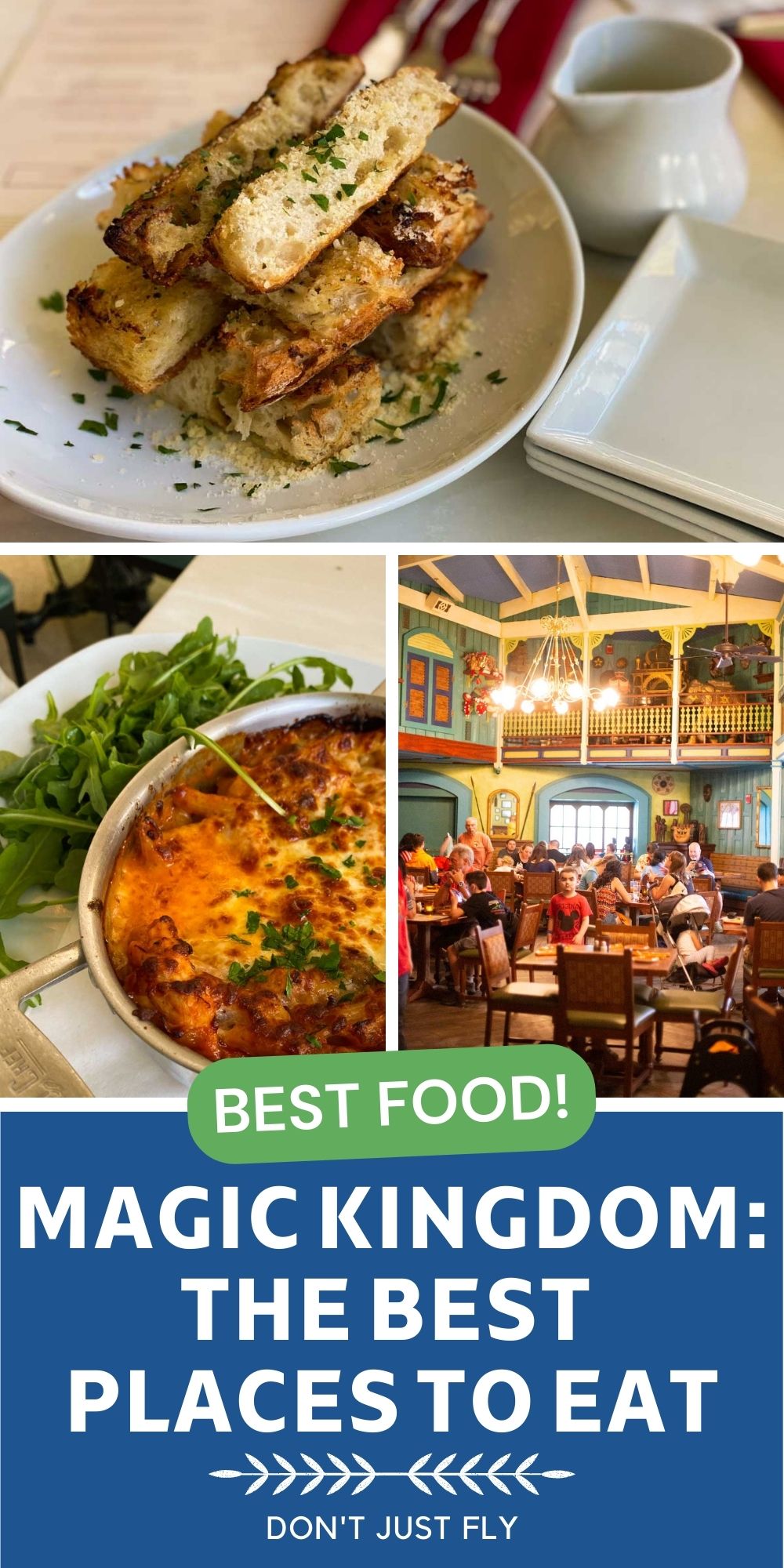 A photo collage shows several dishes from a Disney restaurant and the inside of the Skipper Canteen.