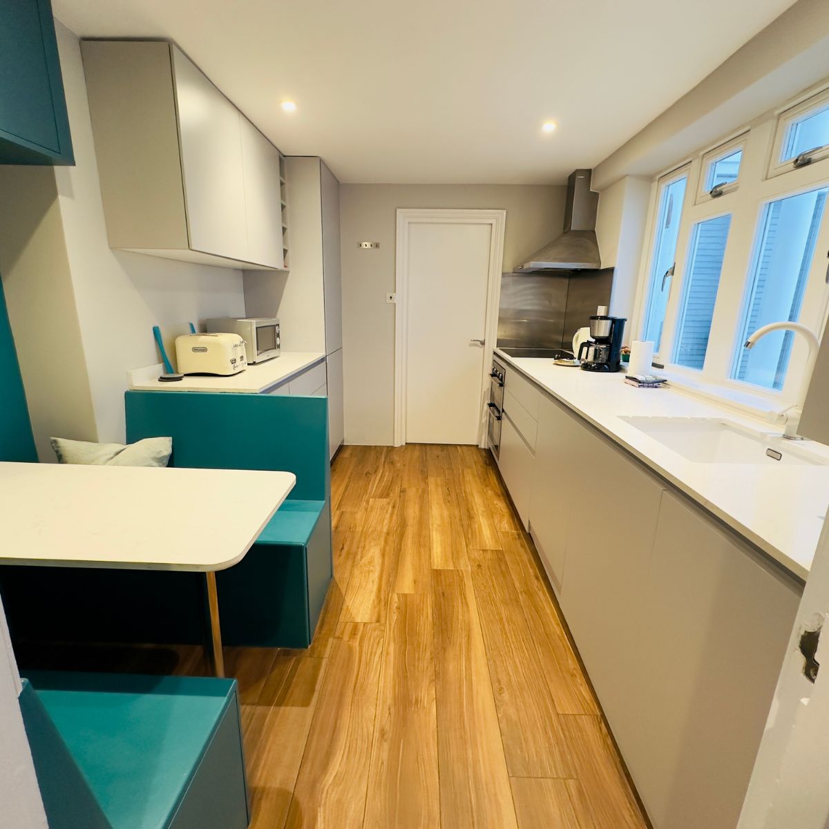The kitchen inside a London AirBNB rental.