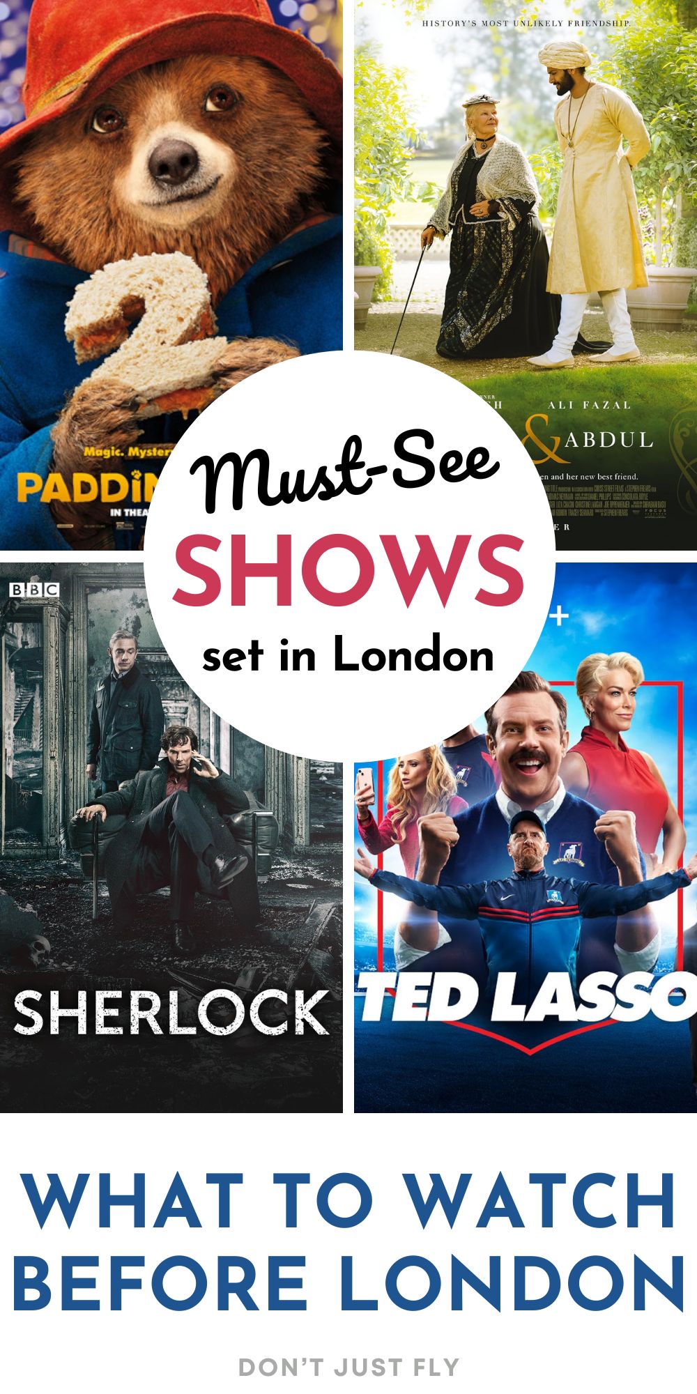 The photo collage shows several movie posters about London.