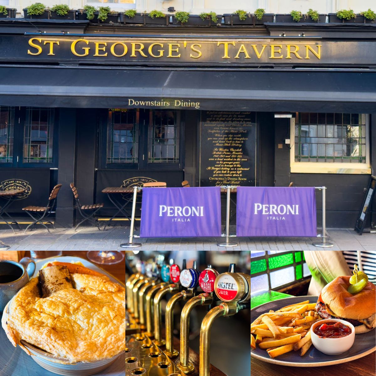 The photo collage shows St. George's Tavern next to photos of the food they offer.