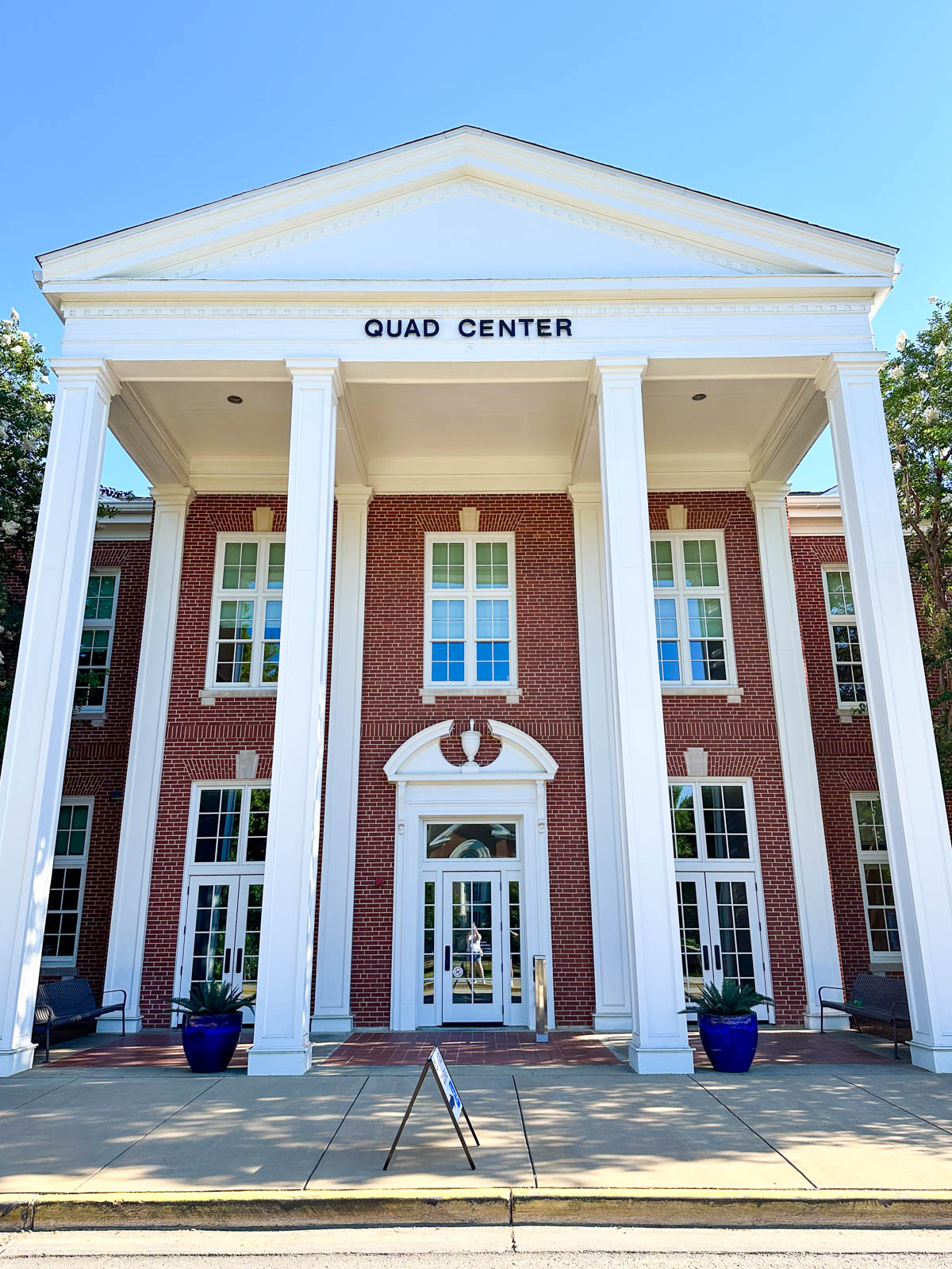 The college tour beings at this pillared building on campus.