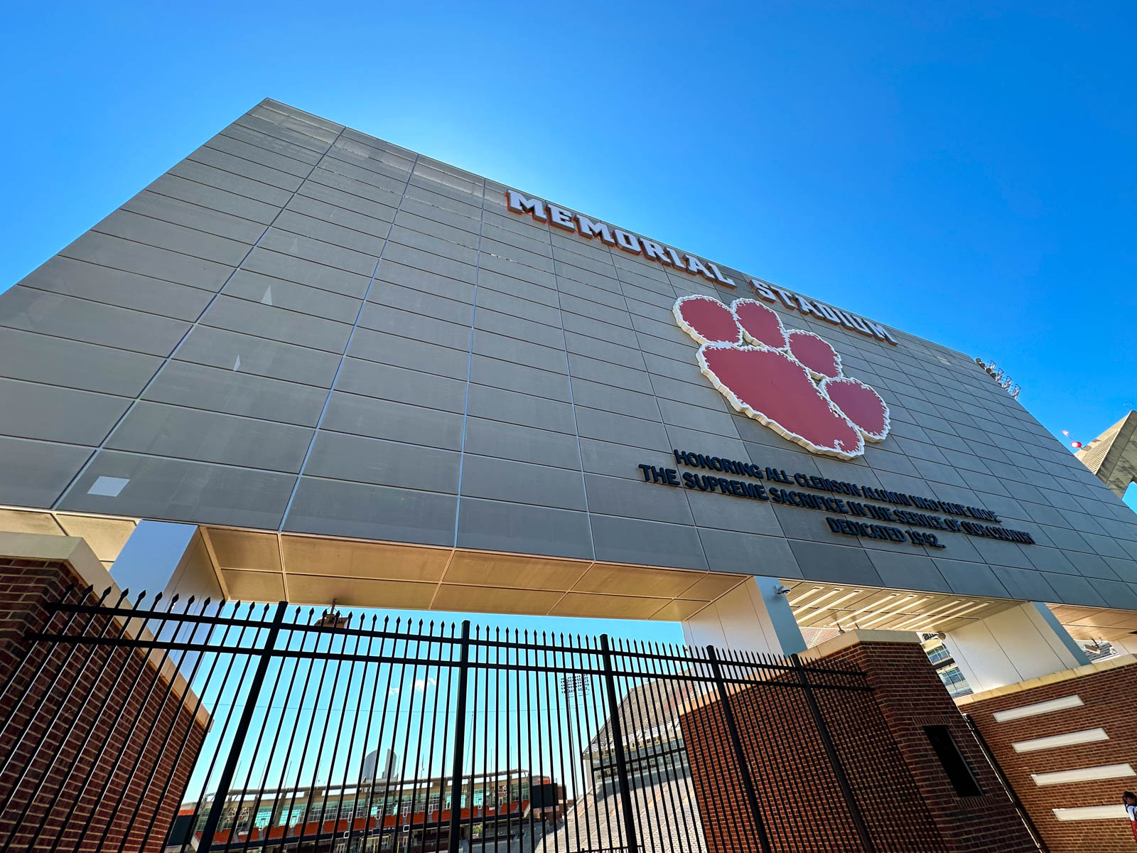 The outside of the stadium at Clemson University