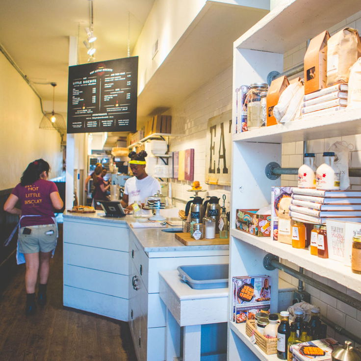 The inside of the biscuit store.