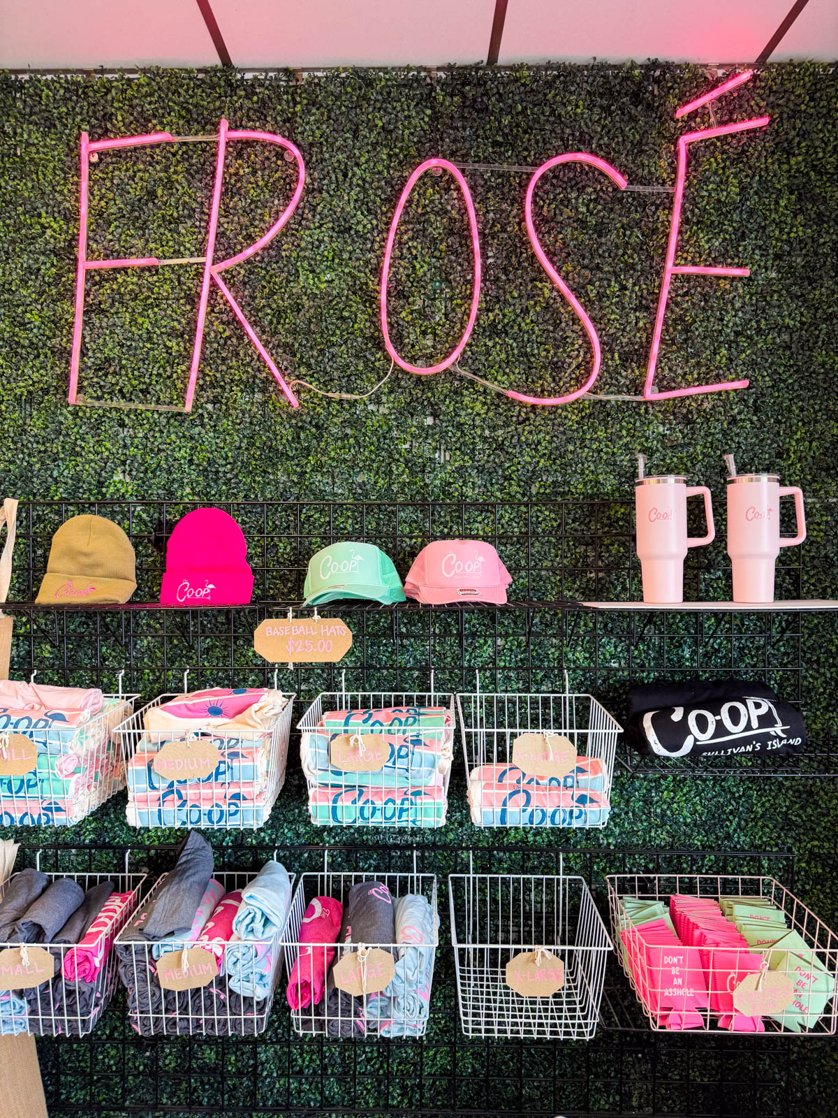 The Frose sign next to Co-Op merch.
