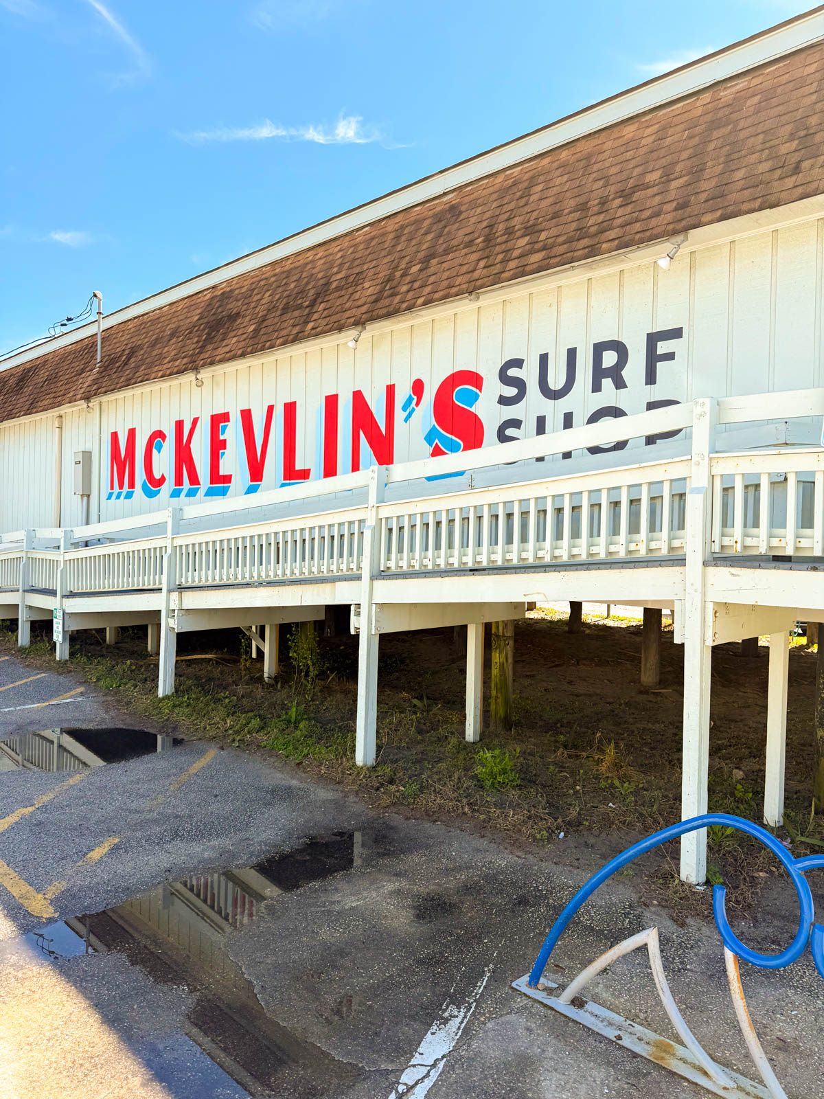 The outside of the popular McKevlin's Surf Shop on Folly Beach.