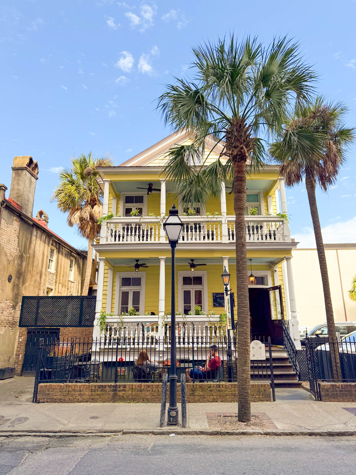The cute yellow house that hosts Poogan's Porch in Charleston.