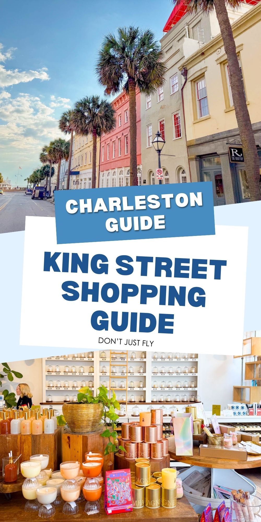 The photo collage shows King St with the Palm trees lining the road next to the inside of one of the shops.