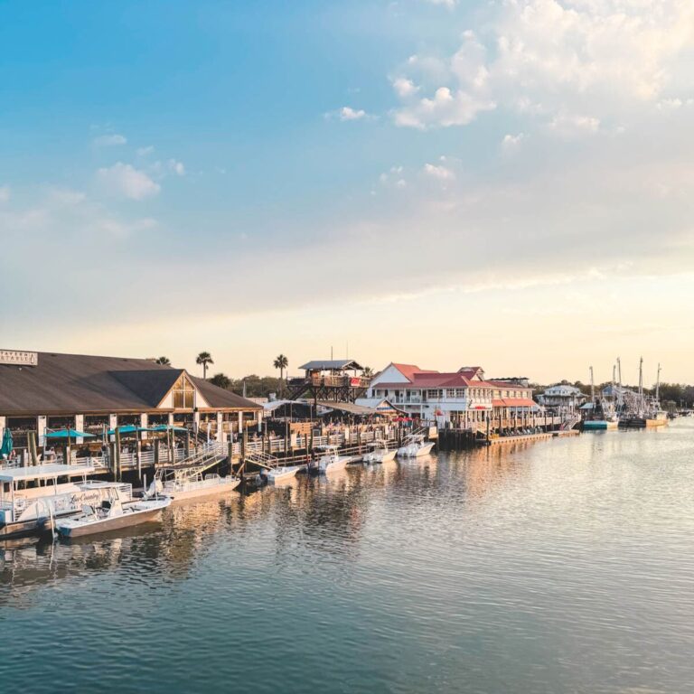 The waterfront restaurants in Shem Creek, SC.