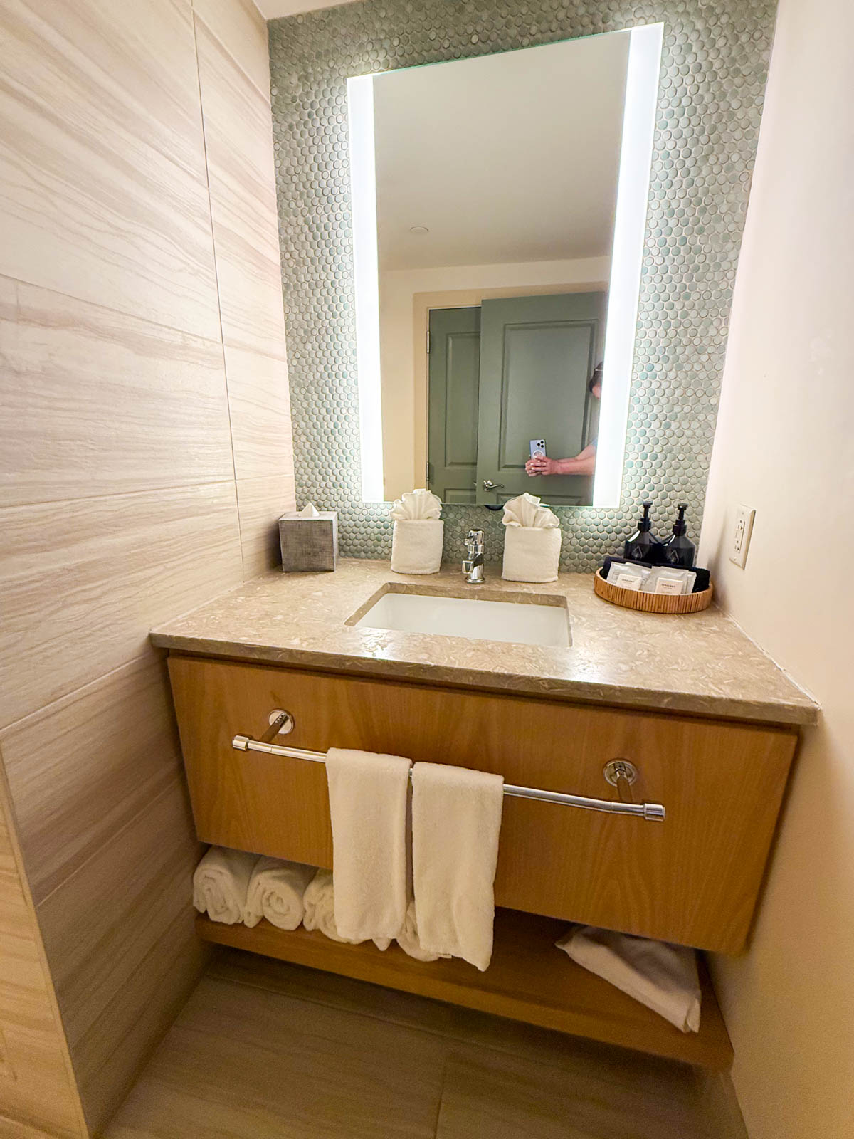 The sink area inside the room bathroom.